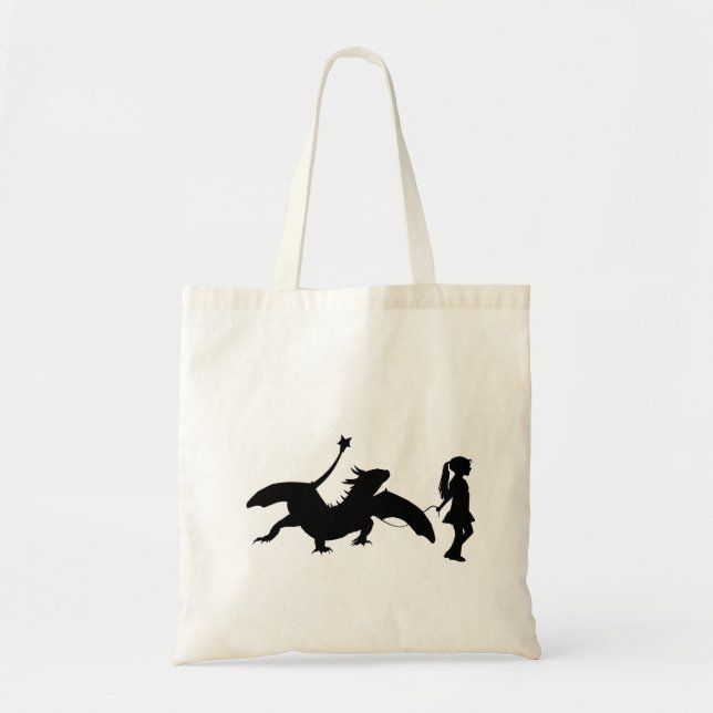 Girl Walking ihren Hausdrachen Funny Gag Geschenki Tragetasche (Vorne)