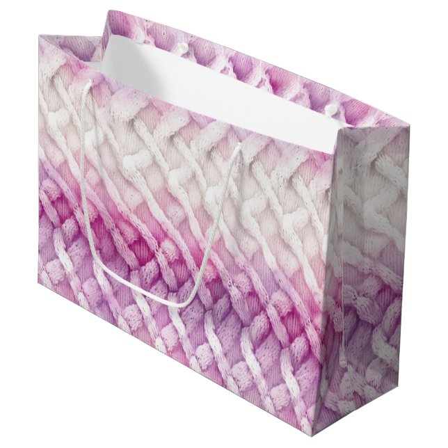 Girl Warm Pink White Abstrakt Große Geschenktüte (Vorderseite Schrägansicht)