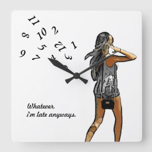 ~Girl, was auch immer ich späte Anyways~ WAND-UHR Quadratische Wanduhr