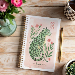 Girl Watercolor Abstrakt Checkered Cheetah Floral Planer