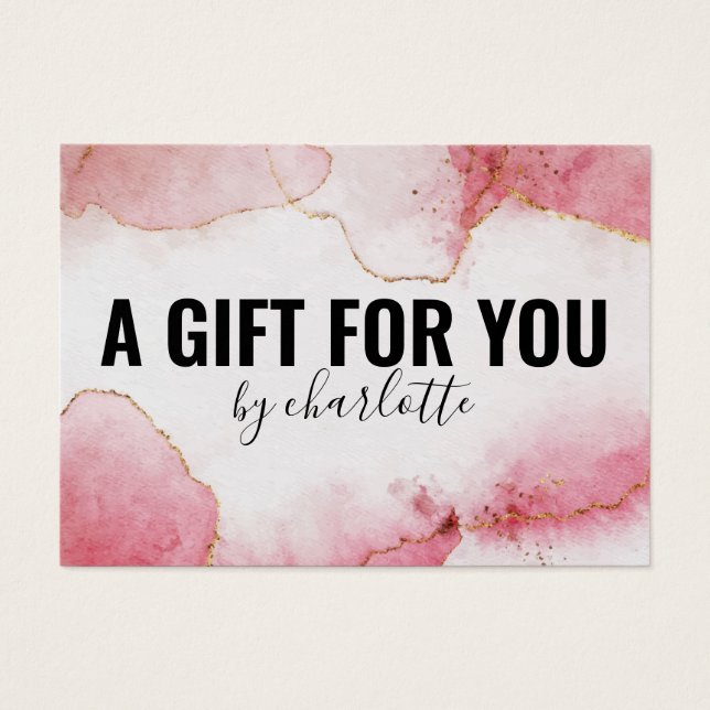 Girl Watercolor Pink Gold Geschenkgutschein (Vorderseite)
