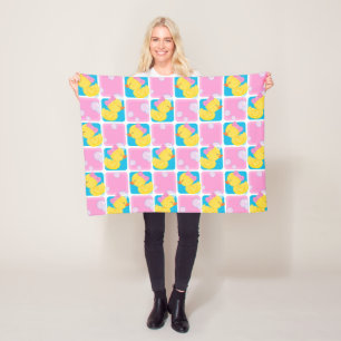 Girl Watercolor Rubber Duck Klein Fleecedecke