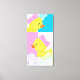 Girl Watercolor Rubber Duckies Adortable Large Leinwanddruck