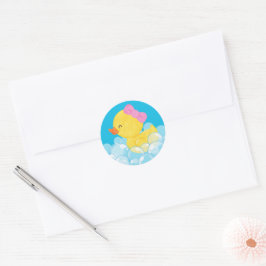Girl Watercolor Rubber Enck Round Stickers