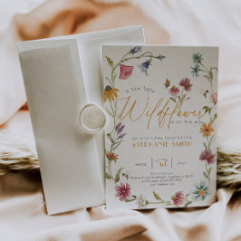 Girl Watercolor Wildblume Kinderdusche Einladung