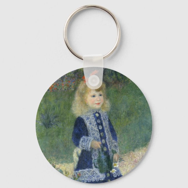 Girl Watering Can Renoir Impressionist Malerei Schlüsselanhänger (Vorderseite)