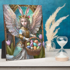 Girl Wear Osterbunny Angel Costume Fotoplatte