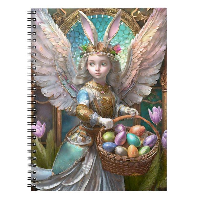 Girl Wear Osterbunny Angel Costume Notizblock (Vorderseite)
