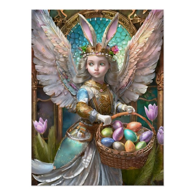 Girl Wear Osterbunny Angel Costume Poster (Vorderseite)