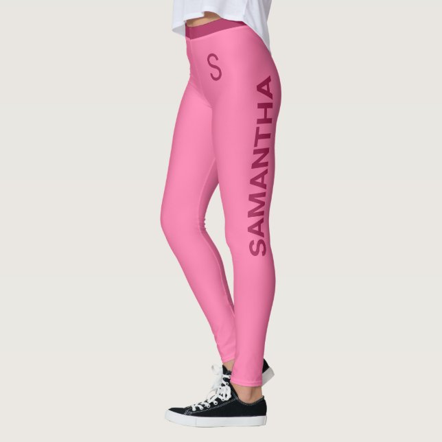 Girl-weiche Rosa mit individualisierbarem Namen un Leggings (Links)