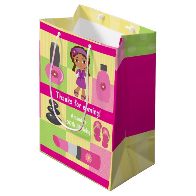 Girl Wellness-Center Birthday Party Guest Fevor Mittlere Geschenktüte (Vorderseite Schrägansicht)