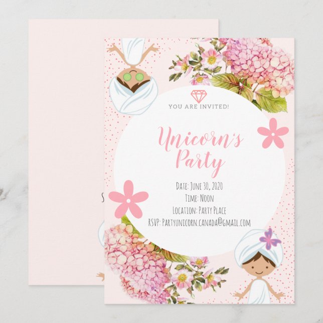 Girl Wellness-Center Party Einladung (Vorne/Hinten)