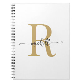 Girl White Gold Modern Script Monogram Name Notizblock