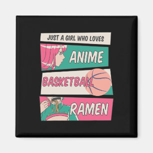 Girl Who Lieben Anime Bysketbyll und Ramen Kawaii  Magnet