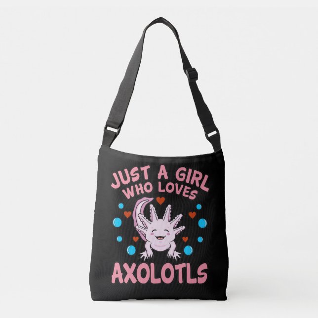 Girl Who Lieben Axolotls Kawaii Animal Axolotl Lie Tragetaschen Mit Langen Trägern (Vorderseite)