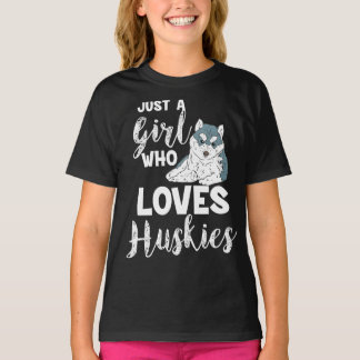 Girl Who Lieben Huskies Siberischer Husky Hund Lov T-Shirt