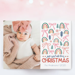 Girl Who Lieben Retro Christmas Feiertagskarte