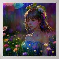 *~ Girl Wild Blume AP56 Fantasy Art Malerei