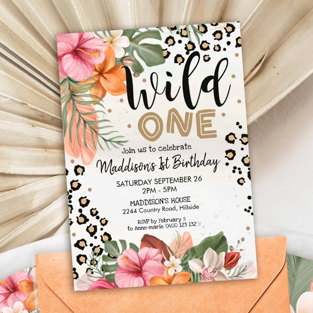 Girl Wild One Birthday Invitation Cheetah Imprimer (Créateur téléchargé)