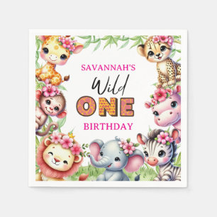 Girl Wild One Jungle-Safari-Geburtstag Serviette