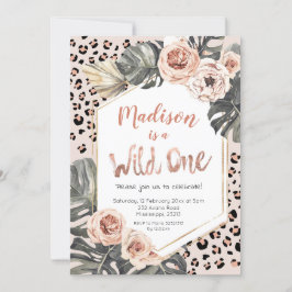 Girl Wild One Leopard Print Birthday Einladung