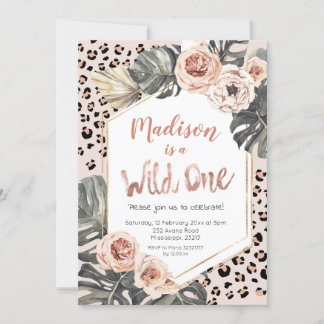 Girl Wild One Leopard Print Birthday Einladung