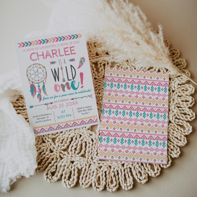 Girl Wild One Tribal Geburtstag Boho Einladung (Von Creator hochgeladen)