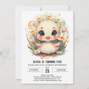Girl Wildblumen Duck Birthday Einladung