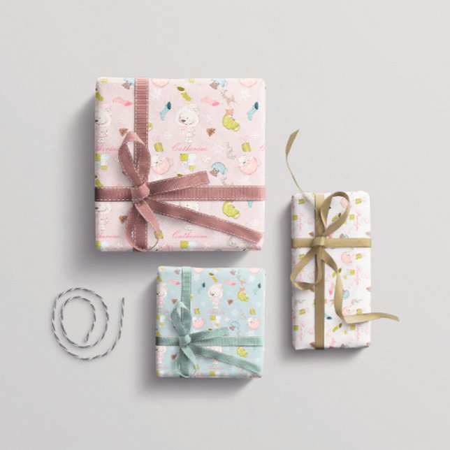 Girl Winter Bear Weihnachten Geschenkpapier Set (Von Creator hochgeladen)