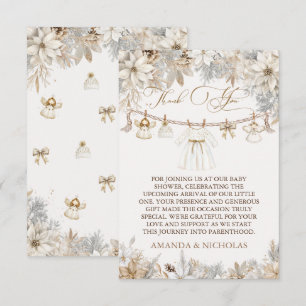 Girl Winter Floral Baby Dusche Dankeskarte