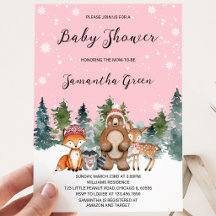 Girl Winter Woodland Babydusche