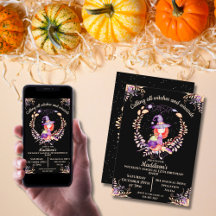 Girl Witch Birthday Watercolor