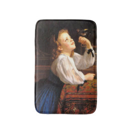 Girl with a Bird (von William-Adolphe Bouguereau) Badematte