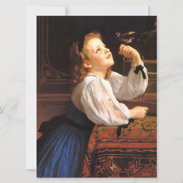 Girl with a Bird (von William-Adolphe Bouguereau) Karte (Vorderseite)