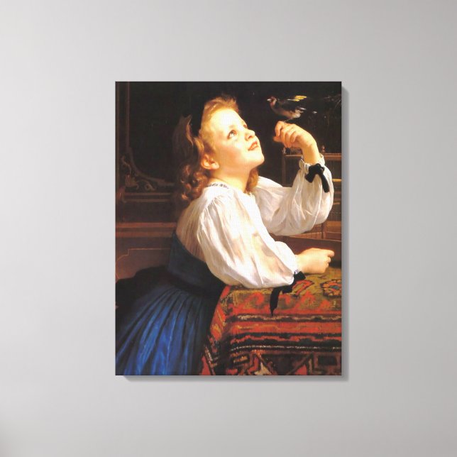 Girl with a Bird (von William-Adolphe Bouguereau) Leinwanddruck (Vorderseite)