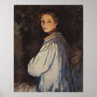 Girl with a candle Self portrait Poster