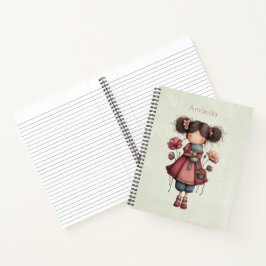 Girl with A Frog Doll Cute Whimsical Notizbuch