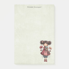 Girl with A Frog Doll Cute Whimsical Post-it Klebezettel