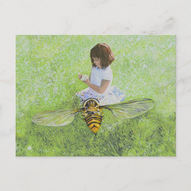 Girl with Bee Painting by Steve Berger Postcard Postkarte (Vorderseite)