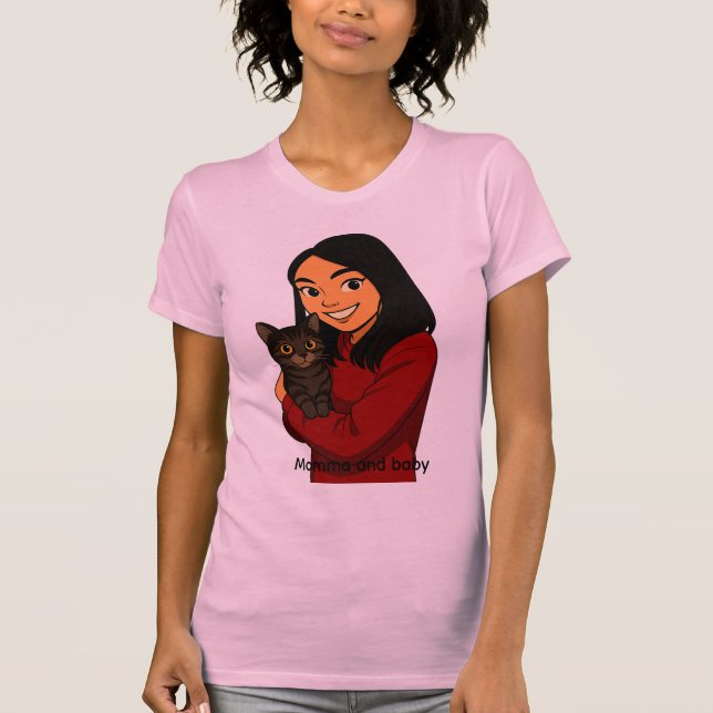 Girl with Cat T-Shirt (Vorderseite)