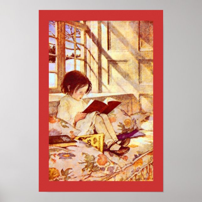 Girl with Children's Books, Jessie Willcox Smith Poster (Vorne)