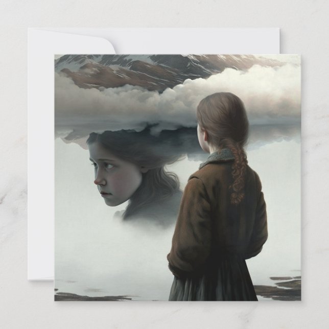 Girl with clouds feiertagskarte (Vorderseite)