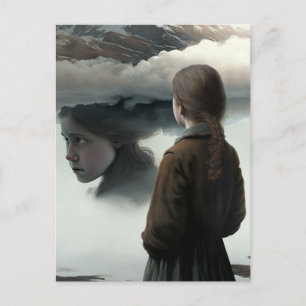 Girl with clouds feiertagspostkarte