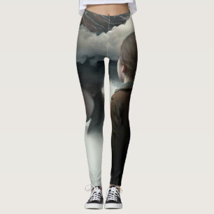 Girl with clouds leggings