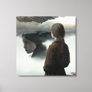 Girl with clouds leinwanddruck