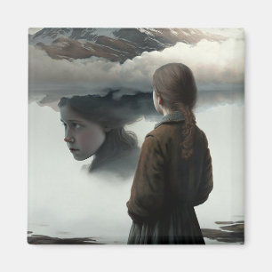 Girl with clouds magnet