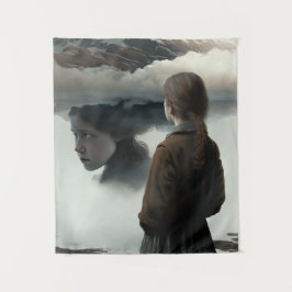 Girl with clouds wandteppich