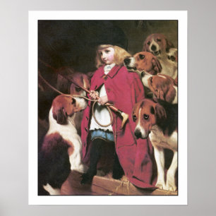 Girl with Foxhounds - Poster d'art Vintage par Bar