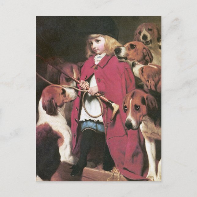 Girl with Foxhounds - Vintage Kunst - Charles Barb Postkarte (Vorderseite)