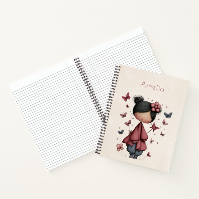 Girl with Magic Wand and Butterflies Notizbuch (Innenseite)